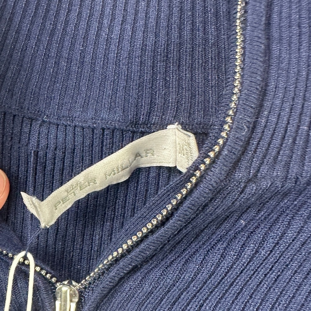 Peter Millar Sweater Pullover Womens Medium Blue Knit Quarter Zip Pullover NEW - Picture 8 of 11